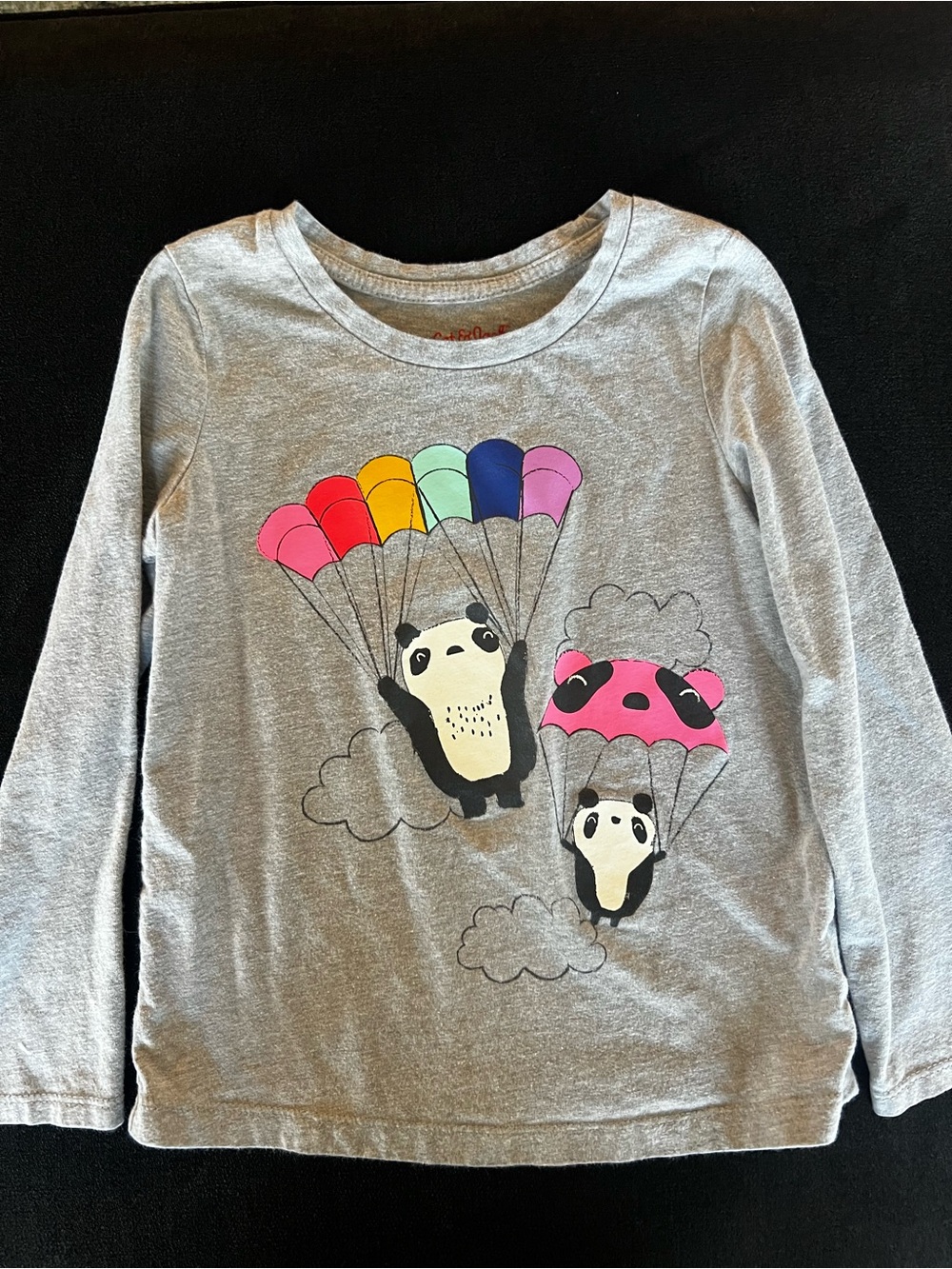 Cat & Jack Gray Long-Sleeve Tee with Colorful Parachute Panda Graphic